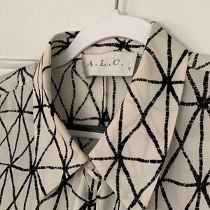 A.L.C. Black and White Geometric Blouse
